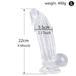 6.3in 7.28in 8.66in Realistic Clear Women Dildo With Suction Cup