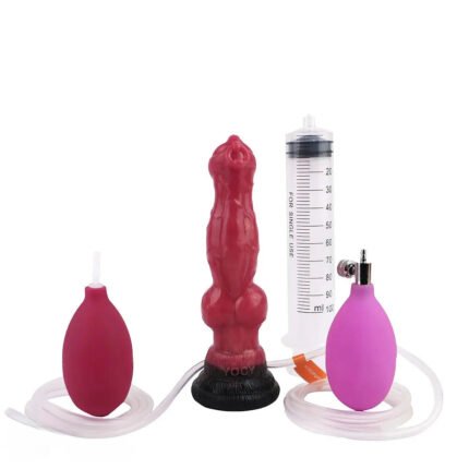 7.08in Wolf Silicone Soft Ejaculating Inflatable Knot Dildo For Adults
