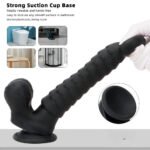 8.07in Big Black Fantasy Double Layer Silicone Soft Scale Caterpillar Dildo