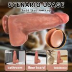 9.45in Ten Modes Thrusting Vibrating Heating Silicone Remote Control Dildo